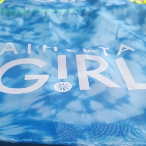 2 Athleta Girl Blue White Drawstring Nylon Bags * NEW * - Picture 2 of 2